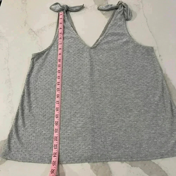 GILLI Heather Gray Textured V Neck Tank Top Bow Straps Women’s Size XL - Picture 5 of 6